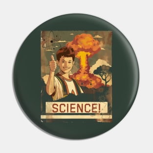 Science, retro style, explosion, atomic bomb Pin