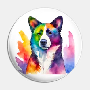 Karelian Bear Dog Watercolor Portrait Pin