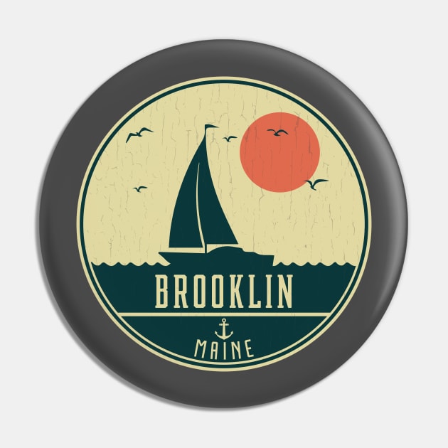 Brooklin Maine Sailing Design Pin by dk08