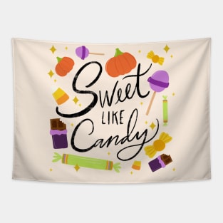 "Sweet Like Candy" - Sweet and Spooky Treats: Assorted Halloween Candies Tapestry