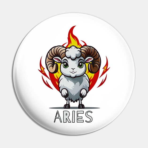 Aries Ram Fire Zodiac Sign Pin by Angelic Gangster