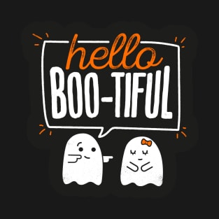 Halloween Ghost Sticker - Funny ' Hello Boo-tiful ' T-Shirt