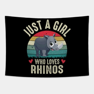 Just A Girl Who Loves Rhinos Cute College Ruled Rhino Girl Cute Gift For School Tapestry