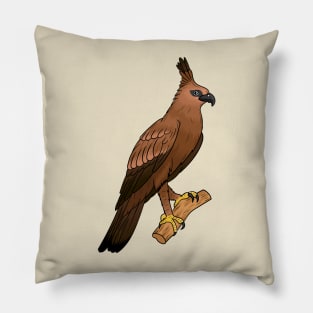 Javan hawk eagle bird cartoon illustration Pillow