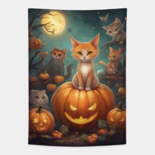 Trick or Treat - Cats Pumpkin Party Tapestry