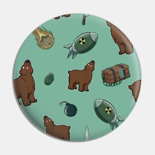 Dumb Bear Danger Pattern (mint) Pin