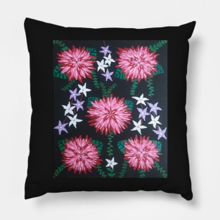 Red Dahlia Floral Print Pillow