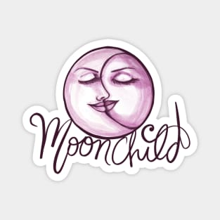 Moon Child Crescent and Full Moon Face Magnet