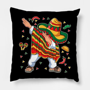 Dabbing Mexican Poncho Cinco de Mayo Sombrero Dab Men Boys Pillow