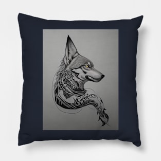 Wolf Geometric Minimalist Tatoo Pillow