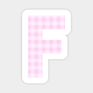 Pink Letter F in Plaid Pattern Background. Magnet