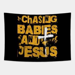 Chasing Babies And Jesus Tapestry