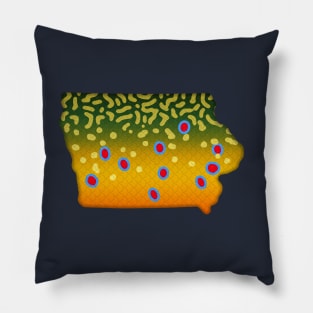 Brook Trout Fish Iowa State Map Fishing Gifts Pillow