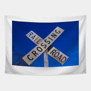 Old Railroad Crossing Sign Tapestry