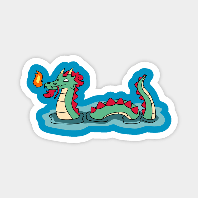 Fire Breathing Water Dragon Magnet by saradaboru