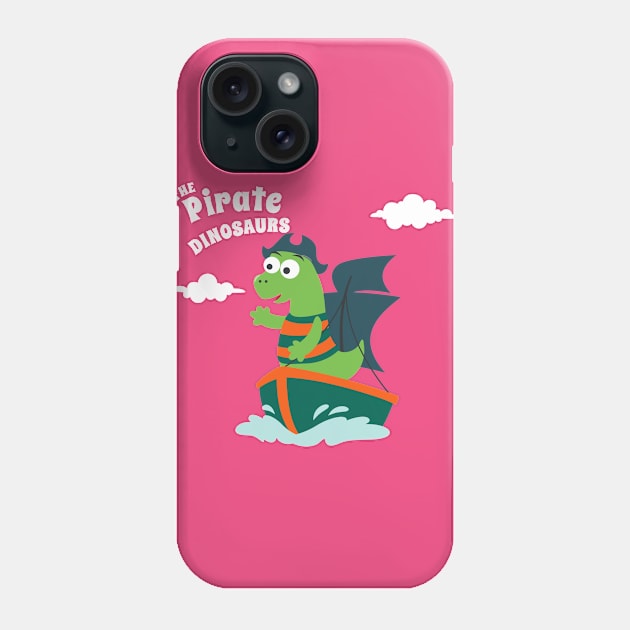 Vector illustration of dinosaur pirate on a ship at the sea Phone Case by KIDS APPAREL