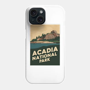 Acadia National Park Retro Vintage Postcard Illustration Phone Case