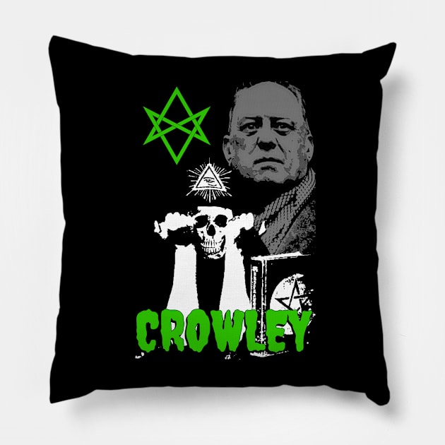 Aleister Crowley Skull Design Pillow by Occult Designs