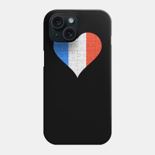 French Jigsaw Puzzle Heart Design - Gift for French With France Roots Phone Case