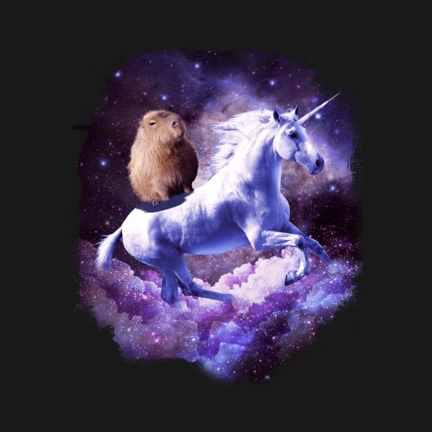 Capybara Riding Space Galaxy Unicorn by Random Galaxy