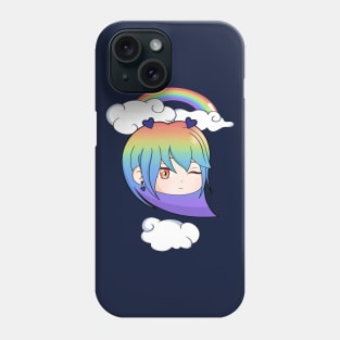 Kawaii Chibi Face Rainbow On Clouds Phone Case