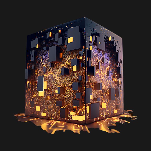 Digital golden cube by Alli_art