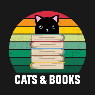 i love cats and books funny cats and books lovers T-Shirt
