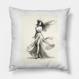 Fashion Woman Sketch Art Pillow