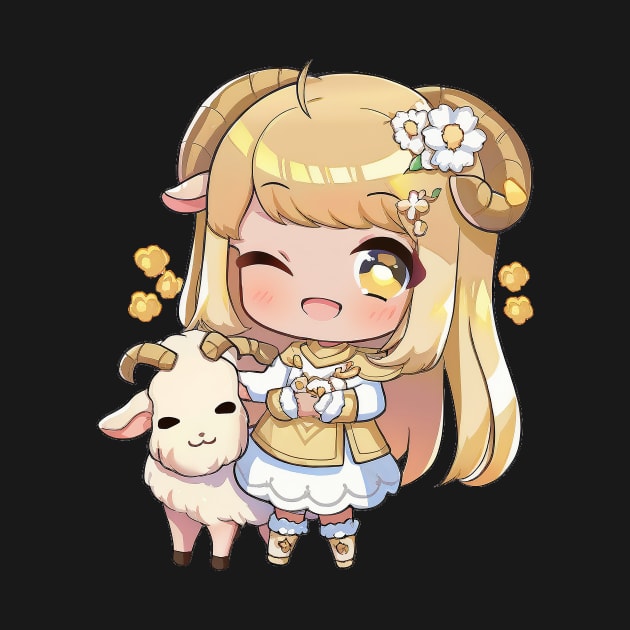 Capricorn the Goat Chibi Zodiac Anime Girl by peachycrossing