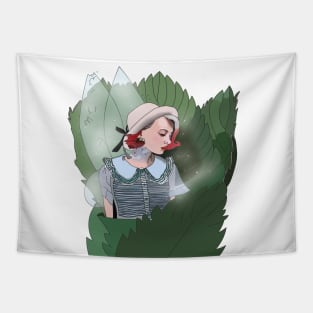 Fairy sleeps upon a leaf Design Tapestry