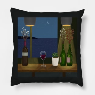 A bar overlooking the sea Pillow