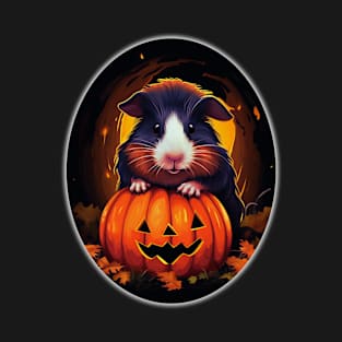 Cute Halloween Guinea Pig With Pumpkin Funny Halloween Gifts For Guinea Pigs Lover T-Shirt