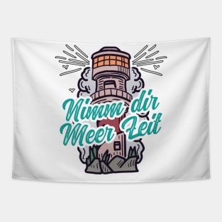 Nimm Dir Meer Zeit Leuchtturm mit Möwen Tapestry