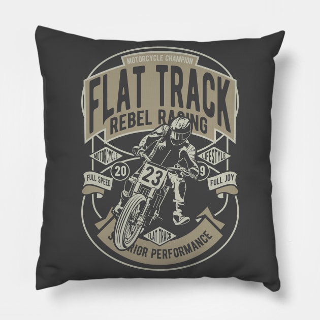 Flat Track Racing Pillow by Genuine Vintage