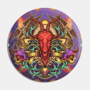 Red Goat Psychedelic Artwork Pin
