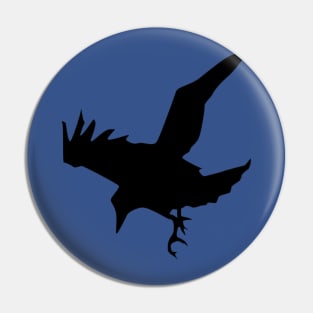 Minimalist Raven or Crow In Flight Silhouette Pin