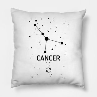 Cancer Zodiac Sign Constellation (Black Print) Pillow