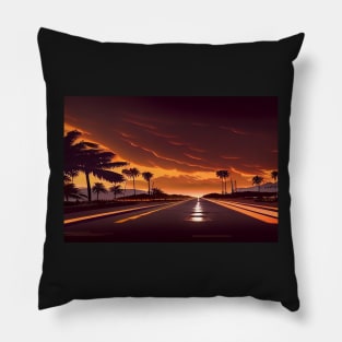 In To The Sunset On The Road To Fantasy Island / Abstract And Surreal Unwind Art Pillow