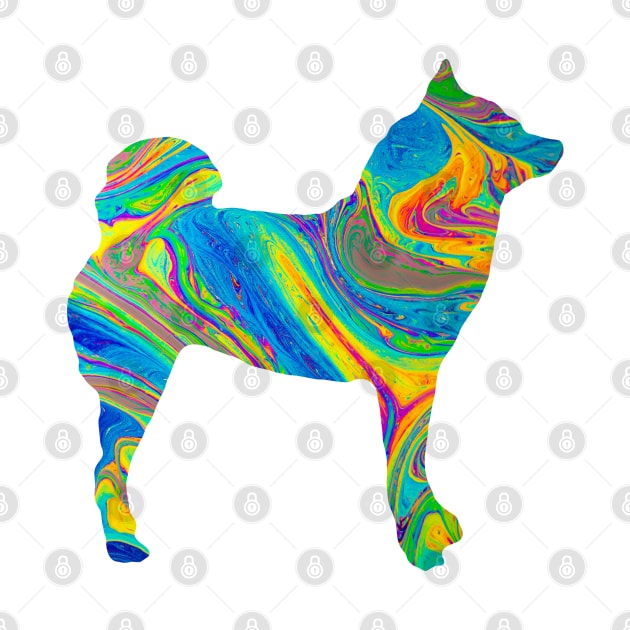 Lilly the Shiba Inu Silhouette - Colourful Bubble on White by shibalilly