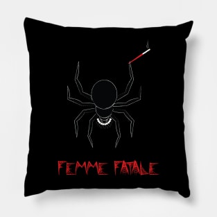 Femme fatale black widow spider Pillow