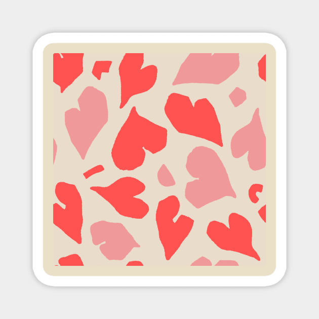 Pink Matisse Hearts Magnet by Carolina Díaz