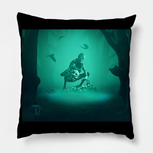 Goblin with Skull in Forest Pillow