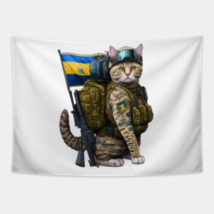 Cat Ukrainian soldier Tapestry