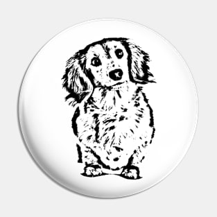 Long Haired Dachshund Sketch Pin