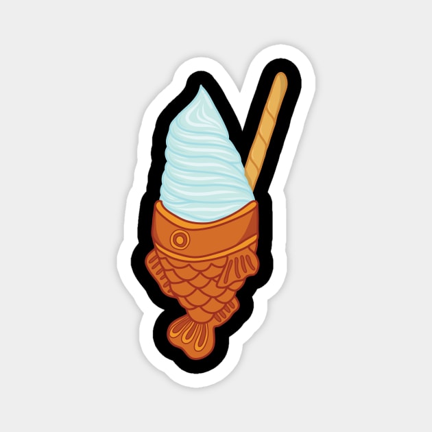 Blue Taiyaki Magnet by elizabethcarlson.art