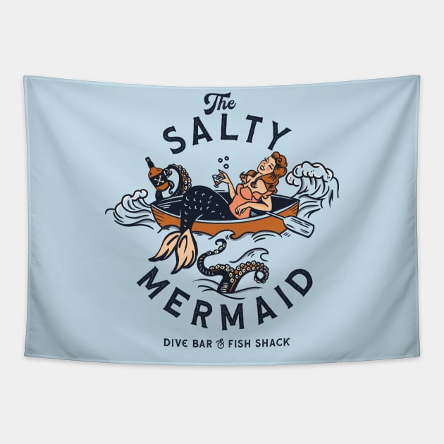 The Salty Mermaid Dive Bar & Fish Shack Tapestry by The Whiskey Ginger