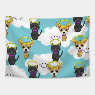 Cute Angel Pets Kids Pattern Seamless Tapestry