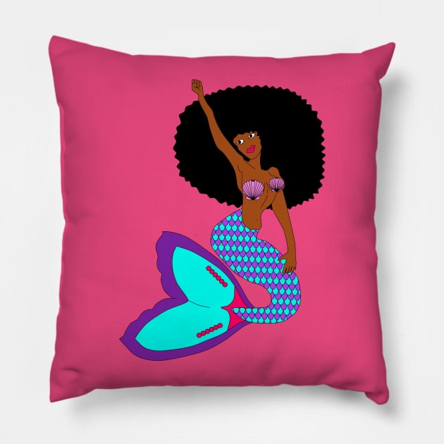 Afro Mermaid Pillow by ABBDesigns