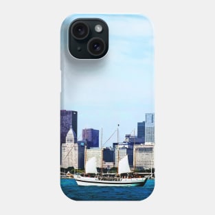 Chicago IL - Schooner Against Chicato Skyline Phone Case