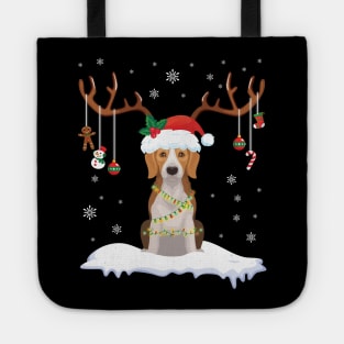 Beagle Reindeer Santa Noel Costume Dance On Snow Merry Xmas Tote